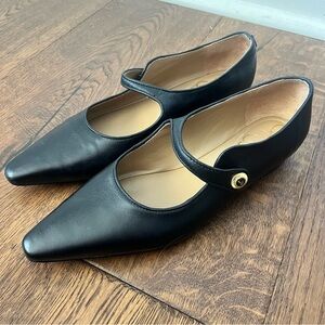 Sam Edelman Women's Jene Mary Jane Flats Strap Black Leather 8.5 Business Dress